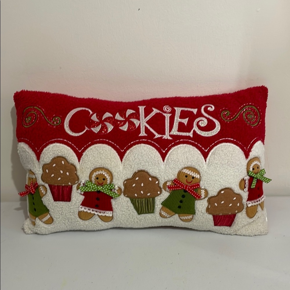 Festive Red and White Cookies Pillow